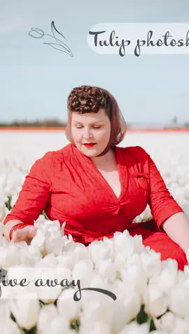 A post by @hollandschmeisje on TikTok caption: Check out my photo app profile for a chance to win a tulip shoot with the amazing @Alexa at the Tulip Barn in Hillegom, NL this April. Links in usual places or same username there 🌷 #tulips #tulipfields #photoshoot #vintage 