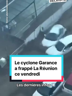 A post by @hugodecrypte on TikTok caption: 🚨Dernière info : une personne est décédée et 2 autres sont portées disparues a annoncé le préfet de La Réunion sur France info. #cyclone #garance 