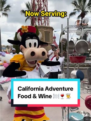 A post by @disneyparks on TikTok caption: Hold up, let em’ cook 🥁🎶 #DisneyParks #Disneyland #CaliforniaAdventure #FoodAndWine #Chefs 