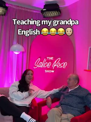 A post by @officialsalicerose on TikTok caption: TEACHING MY GRANDPA ENGLISH 😂😂😂👴🏻 #funny #comedia #grandpa #familia #fy #trending #spanishtiktok 