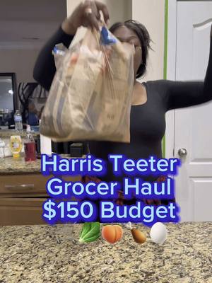 A post by @yo_thats_erica on TikTok caption: Grocery Haul! I had $150 Left to spend!!! 🛒🥬🍑🥚🍗 #thatmanandthemkids #momlife #groceryhaul