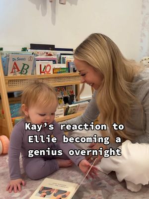 A post by @kayandtayofficial on TikTok caption: The ending was so funny! 😂🤣 backstory ::: Kay and Ellie were playing, and Kay noticed that Ellie was doing so much more than she usually did. Somehow she remembered a bunch of new signs, and pointed at parts of her body when kay named them! She thought that something must have turned on in her brain, because now she is so much smarter than even a week ago! I sat down and watched her do so many different signs! I am not sure if she has always known them and has just not been doing it, or if she just started grasping it today, but now she is so responsive! I can’t wait to see what she will learn over the next couple weeks! 🥹❤️ #Kayandtayofficial #couples #relationships #pregnant #postpartum