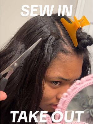 A post by @aniyajenya on TikTok caption: taking out my sew in!!! my scalp is freeeee #protecticestyles #leaveoutsewin #hairvlog #naturalhair 