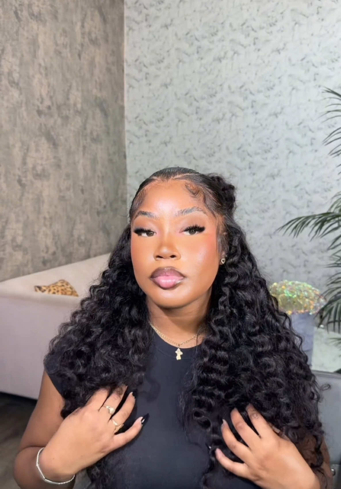A post by @ on TikTok caption: Day 2 of styling @Recoolhair into a SLEEK half up half ⬇️🎀🫧 