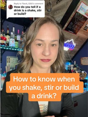 A post by @michellebellexo on TikTok caption: Replying to @Tbeck_1202 how do you know when to build, shake or stir a drink as a bartender #bartender #shakennotstirred #howtobecomeabartender #bartenderclass 