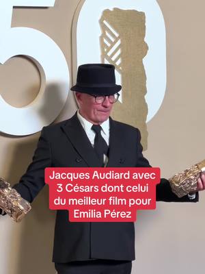 A post by @brutofficiel on TikTok caption: Jacques Audiard avec 3 Césars dont celui du meilleur film pour Emilia Pérez #cesars2025 #onregardequoi #cesar #jacquesaudiard 