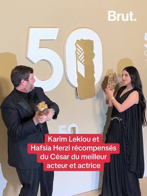 A post by @brutofficiel on TikTok caption: Karim Leklou et Hafsia Herzi récompensés du César du meilleur acteur et actrice #cesars2025 #onregardequoi #cesar #cinema #karimleklou #hafsiaherzi 