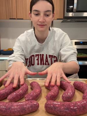 A post by @emilymariko on TikTok caption: Beet dill sausage for an easy dinner :)