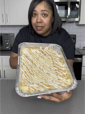 A post by @kimmyskreations on TikTok caption: Recipe below! Yes its still banana pudding because it has banana flava but its better without actual bananas lol 2 3.4oz boxes of instant french vanilla pudding Half a 3.4 box of instant banana cream pudding 3.5 cups whole milk 1 block softened cream cheese 1 can sweetened condensed milk 1 tsp vanilla extract  1 tsp cinnamon Dash of nutmeg (I said a DASH) 1/2 cup sugar Half a container of cool whip (you can add the whole thing to make it creamier) 3 packs of chessman cookies Mix both the puddings together with the milk. Let it sit for about 5 minutes to thicken up. In a separate bowl, mix cream cheese, sugar, sweetened condensed milk, vanilla extract, cinnamon and nutmeg together. Pour into pudding mix and combine. Fold in cool whip (use more for creamier consistency, use less for a thicker consistency. Lay cookies down in pan. Pour half the mixture. Crush a pack of cookies up and sprinkle over top. Then pour the rest of the mixture and top with more cookies! Refrigerate for at least 4 hours. Then enjoy!