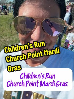 A post by @halthecajunladyaccent on TikTok caption: The children’s run in Church Point for Mardi Gras #louisianacheck #mardigras #halthecajunladyaccent #cookingtiktok #cajuntiktok #churchpoint #cajunladycouillon 