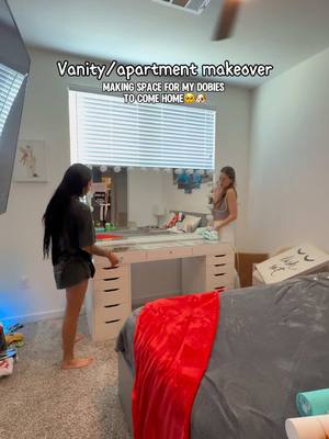 A post by @shaypatino on TikTok caption: looks SO much better😍 #vanity #vanitymirror #apartment #organizing 