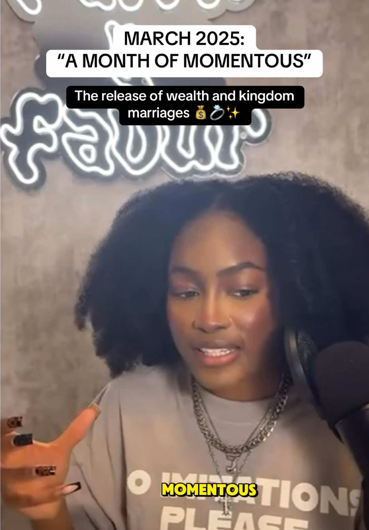 A post by @faithandfavor.min on TikTok caption: March is a month of MOMENTOUS ✨ Full prophecy for March 2025 is now live on my YouTube channel. Link in bio to watch now!!! #propheticword #prophecy #newmonth #march2025 #momentous #propheticmessage #divinemanifestation #kingdommarriage #wealthtransfer #prophetess #faithandfavor #christiantiktok 