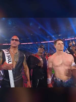 A post by @wwe on TikTok caption: ROCK 🤝 CENA 🤝 SCOTT #WWE #JohnCena #TheRock #TravisScott #WWEChamber 