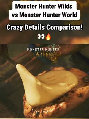 A post by @puzzleknows on TikTok caption: Monster Hunter Wilds vs Monster Hunter World Physics and Details Comparison #MonsterHunter #gaming #GamingOnTikTok #fyp #f #foryoupage #fypシ #monsterhunterwilds #foryou #monsterhunterwild #mh #eldenringhype #monsterhunterworld #boss #bosses 