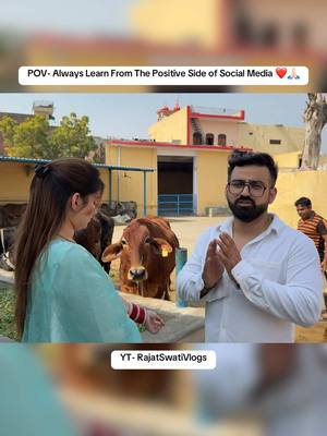 A post by @rajatbornstar on TikTok caption: Stay Positive ❤️🧿 #couplethings #funnycouple #relatable #tiktokviral #rajatbornstar #rajatswati #TrueLove #couplegoal #jaishreeram #gaumata 