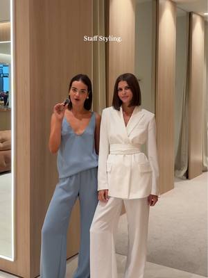 A post by @kookai_official on TikTok caption: Staff Styling. Shop the Maria Cami, Elastic Pants, Opal Blazer and Wide Leg Pants new to boutiques and online #kookai 