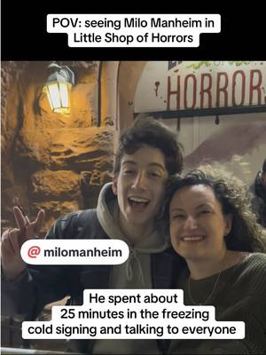 A post by @laurenoberdorf on TikTok caption: everyone go see @milomanheim in little shop of horrors if you can! #littleshopnyc #littleshopofhorrorsmusical #nyc #musicaltheatre #offbroadway #milomanheim #disney 