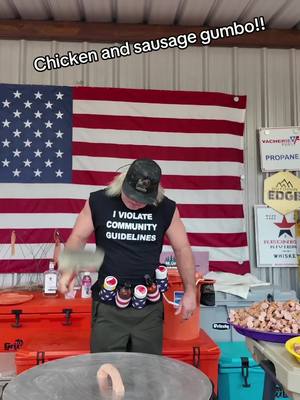 A post by @stalekracker on TikTok caption: Come along as we throw down on a chicken and sausage gumbo with some home made potato salad !!! Thanks to the St Hilary youth group for having us out!!!  Any seasoning or merch get at https://thecajuntwostep.com!  If you would like to carry any of our products email @karen@cajunstep.com