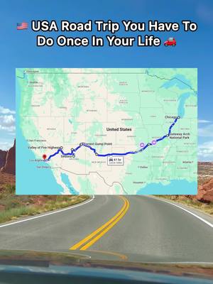 A post by @our_awesome_world on TikTok caption: USA Road trip you have to do once in your life. Route 66 from Chicago to Santa Monica #travel #roadtrip #adventure #explore #nature #route66 