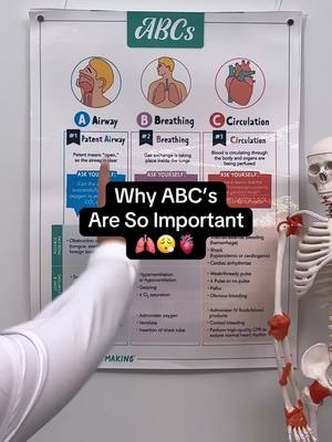 A post by @nurseinthemakingkristine on TikTok caption: Priority Nursing Q’s - Think ABCs!🧠✨ #airway #breathing #circulation #ABC #RN #BSN #LPN #nursingschool #nursesofIG #nursingpriority #nurseshelpingnurses #nursingstudent