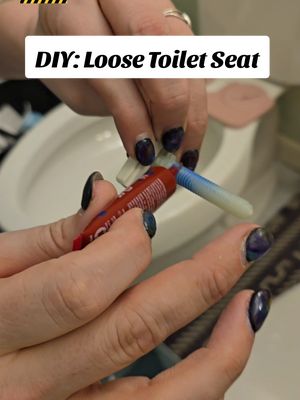 A post by @mercurystardust on TikTok caption: How to fix a loose toilet seat #DIY #Trans #Lgbtqia #Community 