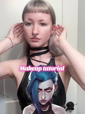 A post by @chloejonesyy on TikTok caption: Long awaited makeup tutorial!! #jinx #jinxarcane #jinxmakeuptutorial #makeup #cosplay #arcane #fyp 