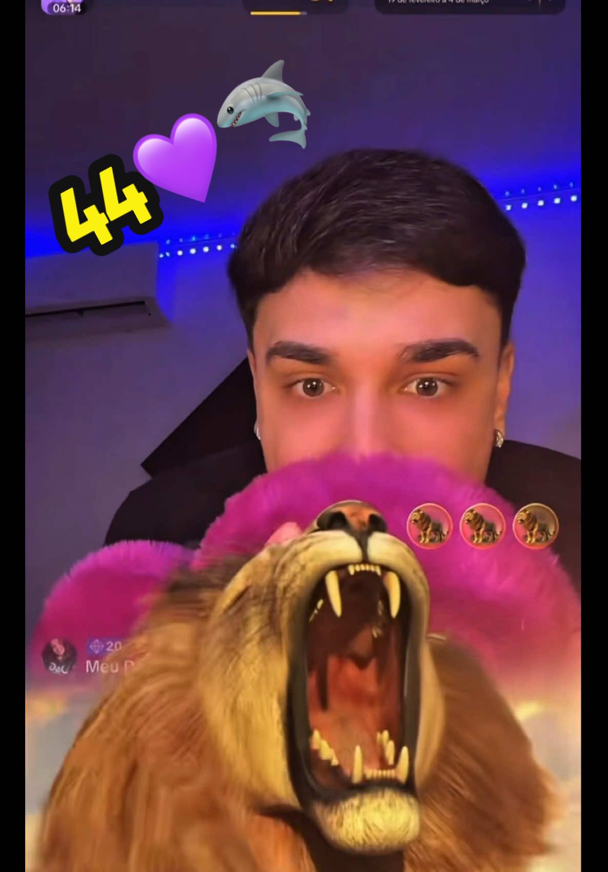 A post by @ibrunoguilherme on TikTok caption: Parabéns pelo nivel 44 princesaaaaa, obrigado por tudo que faz por mim, obrigado por me escolher pra subir de nível, te amo muitoooo!!💜🦈 @𝐿𝑖𝑧𝑒𝑡ℎ.𝑚💜 
