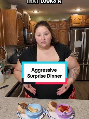 A post by @applesauceandadhd on TikTok caption: #AggressiveTutorials #AggressiveTutorialLady #AggressiveCookingShow #AggressiveCookingTutorials #Aggrecipes #fendforyourself #fendforyourselfnight