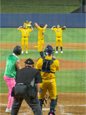 A post by @thesavbananas on TikTok caption: Did somebody say “strike” 🤪 @Jared Donalson @TheGloveMagician @Dalton Mauldin @Ty Jackson @Eric Jones #savannahbananas #luther #sza #dancetrend #baseballboys 