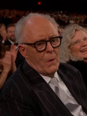 A post by @abcnews on TikTok caption: In his opening monologue for the 97th Academy Awards, host Conan O'Brien had better plans to keep acceptance speeches to time than just playing music: a disappointed John Lithgow. #oscars #johnlithgow 