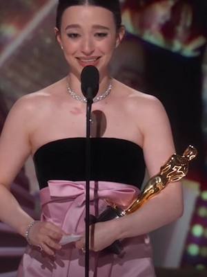 A post by @abcnews on TikTok caption: Mikey Madison wins the Oscar for best actress 👏  This is her first nomination and first win for her performance in "Anora."  #oscars #oscars2025 