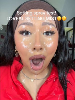 A post by @rocio.roses on TikTok caption: You don’t want to see the mess on my floor!💦🫣 But this setting spray is just as good as the commercial shows!🫡 CASE CLOSED!!👩‍⚖️ @loréal paris usa #LOrealParisPartner #makeup #GetInfallibleStayInfallible #settingspray #settingspraytest #makeuptest 