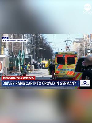 A post by @abcnews on TikTok caption: At least two people were killed and several others were injured when a car drove into a crowd in Mannheim, Germany, on Monday, during an annual carnival celebration, police said. A suspect has been identified and arrested, according to authorities. Police have not said if the driver under arrest deliberately plowed into the crowd or whether it was accidental. The deadly incident comes in the wake of two intentional car-ramming attacks in Germany and at a time of heightened security across the country. #news #abcnews #germany 