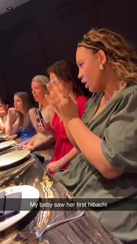 A post by @sassidycuda on TikTok caption: All them babies at their first hibachi 🤣 #hibachi #babiesfirsthibachi 
