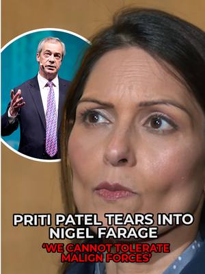 A post by @gbnews on TikTok caption: Priti Patel tears into Nigel Farage for not calling out Putin. The Shadow Foreign Secretary compares the Reform UK leader's attitude on Russia to former Labour leader Jeremy Corbyn. #News  #Politics  #Ukpolitics  #Britain  #Brits  #Uknews  #Pritipatel  #Jeremycorbyn  #Gbnews  