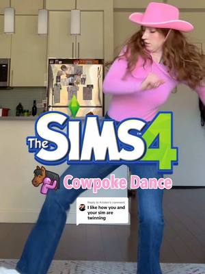 A post by @melissabecraft on TikTok caption: Replying to @Kristen @The Sims the cowpoke is INTENSE!! 😅 #thesims4 #thesims #dance #linedance 