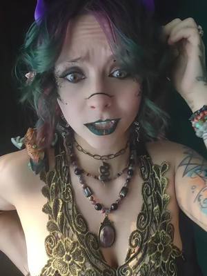 A post by @mavissky1 on TikTok caption: Whenever men saying what they will or won't "let" their girl do.  #strange #cosplay #alt #fangs #grownman #darkfae #succubus #occosplay #fyp 