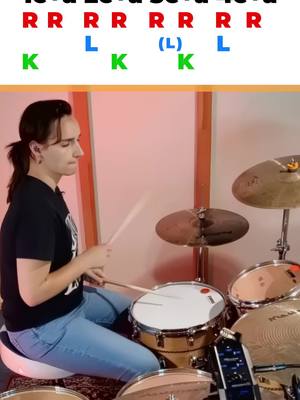 A post by @sounds_like_emma on TikTok caption: This groove sounds far more complicated than it actually is! The real challenge is getting the ghost notes to feel just right, but once you’ve got those under control, the whole thing flows so nicely #drumgroove #drumbeat #drumbeats #drumgrooves #drums #rockdrummer #drummergirl