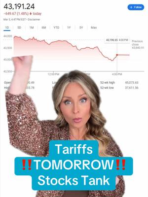 A post by @lisaremillard on TikTok caption: #tariff #stock Marketa nosedived today because of Trump’s plan to go forward with tariffs on Mexico, China and Canada tomorrow. This explains 5 facts you need to know. 