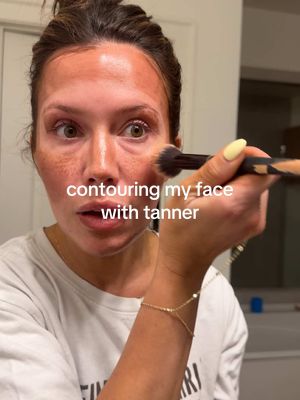 A post by @cecilybauchmann on TikTok caption: The freckles were my favorite part 🥹💕results at the end✨#contour #selftan #faketan #bedtimeroutine #makeuphacks 