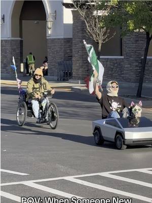 A post by @swagrman on TikTok caption: WHO’S TIO IS THIS ? 😂😂 HE WANTED TO SUPPORT THE MOVEMENT 🙌✊🏽🇲🇽🇺🇸 #protest #cybertruck #tesla #santaclarita #mexico 