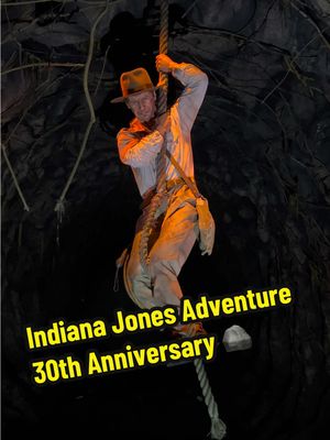 A post by @disneyparks on TikTok caption: To celebrate the 30th anniversary of #IndianaJonesAdventure at #Disneyland, let’s dust off an attraction secret! 🪨🕵️ #IndianaJones #IndianaJones30th #DisneyRides 