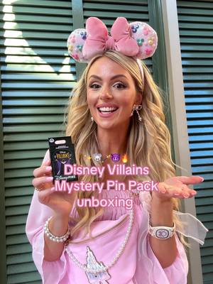 A post by @emilyyyroses on TikTok caption: First mystery pin pack unboxing video & so happy with 1 of the pins I got 😈✨🪄 #disneyparks #disneyworld #disneypins #disneytiktok #fyp 