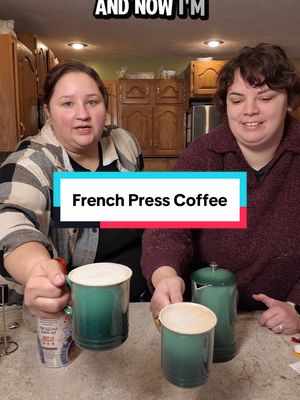 A post by @applesauceandadhd on TikTok caption: Thank god @Emily|FernandFinchHandmade was here to show me! #AggressiveTutorials #AggressiveTutorialLady #AggressiveCookingShow #AggressiveCookingTutorials #Aggrecipes #frenchpress #fancylady #coffeelady 