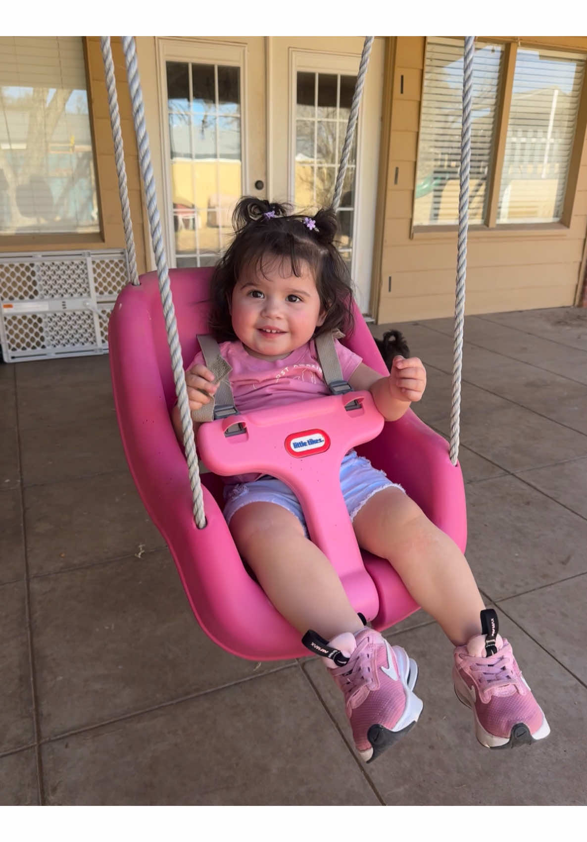 A post by @thegoodeve0420 on TikTok caption: She must get it from her daddy 😂  #fyp #foryoupage #toddlersoftiktok #dadsoftiktok #funny 