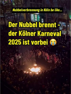 A post by @mitvergnuegenkoeln on TikTok caption: Der Nubbel brennt 🔥  Der Karneval ist vorbei 😭 📹 Videos: @eleni_dingi  @_julboe_ @captrdmedia @ninagls_ #köln #karneval #nubbelverbrennung 