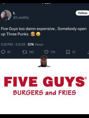 A post by @isaiahjaay1 on TikTok caption: FIVE GUYS REALLY EXPENSIVE  #greenscreen #fyp #foryoupage #isaiahjaay #fiveguys 