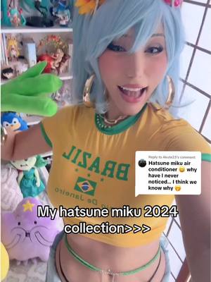 A post by @cherryneedlesll on TikTok caption: Replying to @Akute23 #miku #hatsunemiku #figurecollector #figurecollection #vocaloid #mikufigure #fyp  funfact about myself: Miku has been a luv of mine since 2010, but I was only able to start my Miku collection in 2018, and here we are 🤩 