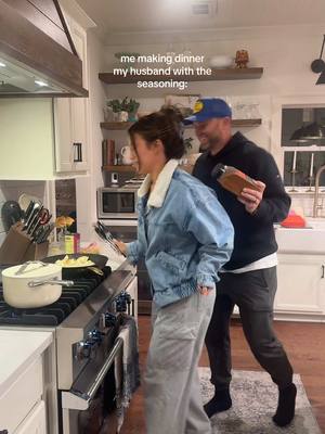 A post by @cecilybauchmann on TikTok caption: Is it just us?🤭#husbandwife #marriedlife #momlife #cookwithme #dinnertime 