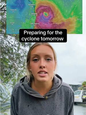 A post by @chloe_dillon on TikTok caption: Cyclone Alfred hits tomorrow and I’m stressed 😳 Stay safe and I’ll keep you updated ❤️ #cyclone #australia #cyclonealfred 